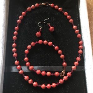 Natural coral set with certificate